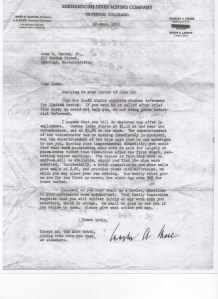 Letter from Charles Chase 1951